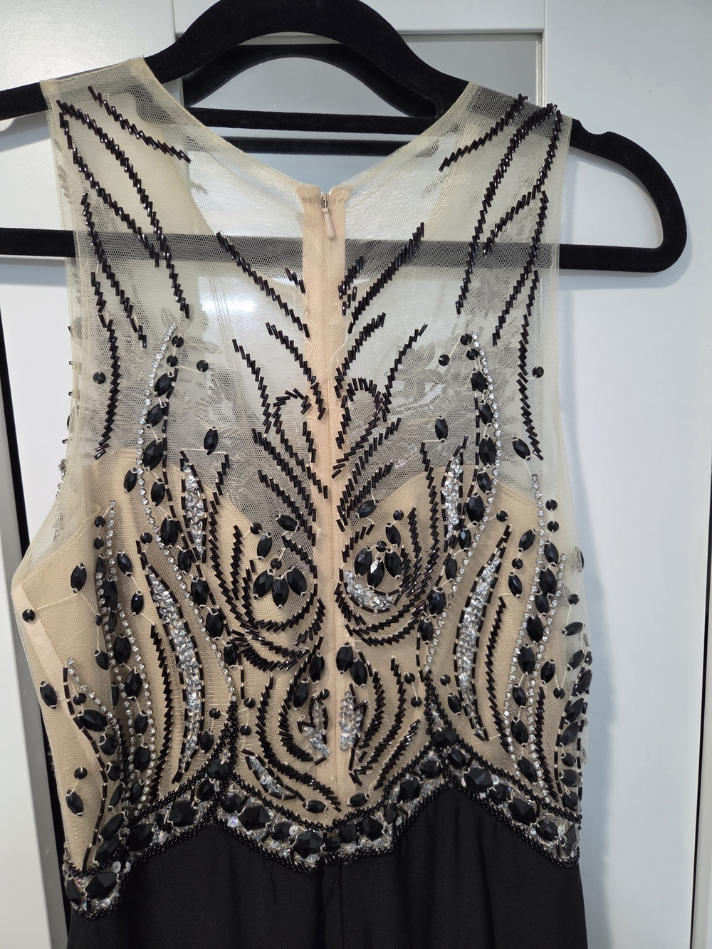 Dave & Johnny Beaded Black & Nude Evening Gown - Picture 8 of 12